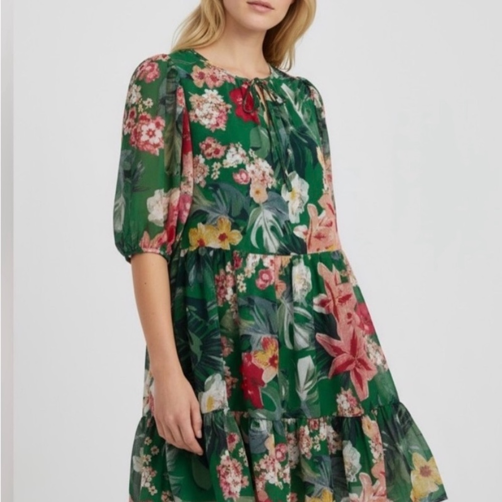 Eliza J Green Floral Midi Dress